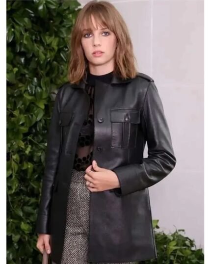 Maya Hawke Stranger Things Black Leather Coat