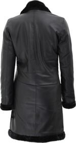 Men Black Leather Long Coat With Shearling Lining Buy