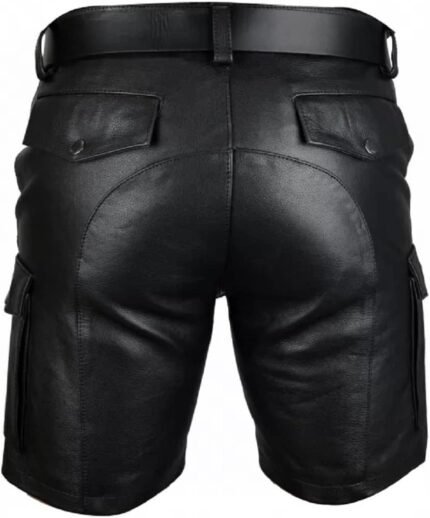 Men_Punk_Style_Leather_Shorts_For_Sale
