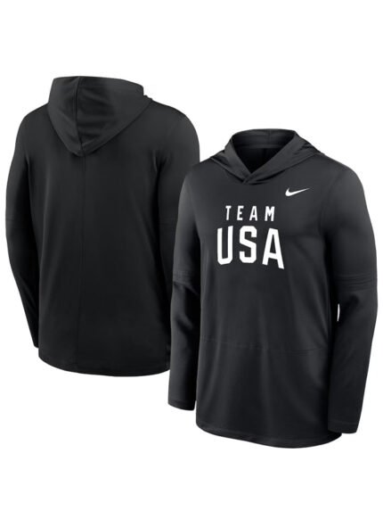 Mens-Nike-Black-Team-USA-Lightweight-Dri-FIT-Long-Sleeve-Hoodie-T-Shirt