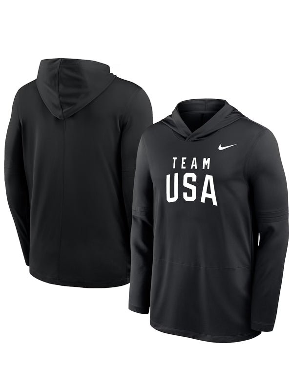 Mens-Nike-Black-Team-USA-Lightweight-Dri-FIT-Long-Sleeve-Hoodie-T-Shirt
