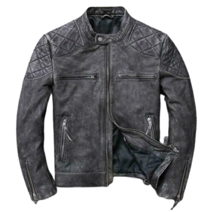 Mens Genuine Leather Motorbike Fashion Jacket