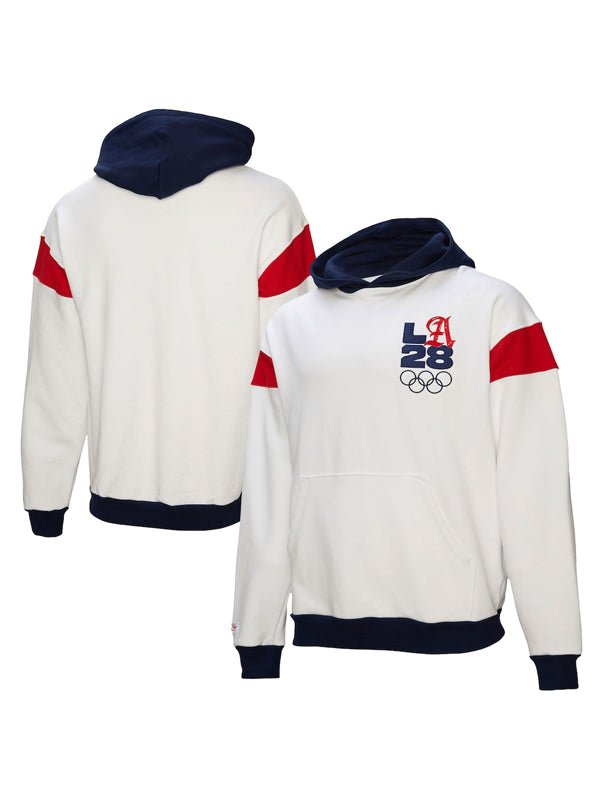 Mitchell-Ness-White-LA28-French-Terry-Hoodie Mitchell-Ness-White-LA28-French-Terry-Hoodie