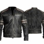 Moto Racer Retro Distressed Leather Jacket Sale