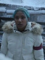 One Piece S02 white parka jacket Charithra Chandran style