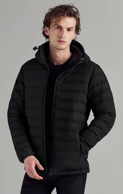 Packable puffer jacket men with hood