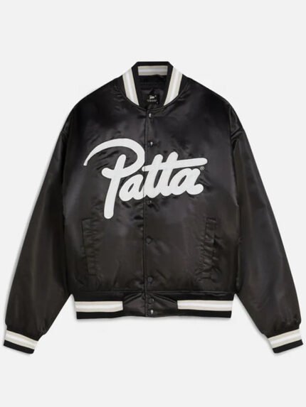 Patta-Script-Logo-Satin-Black-Varsity-Jacket
