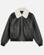 Primark-Bomber-Leather-With-Shearling-Collar-Jacket