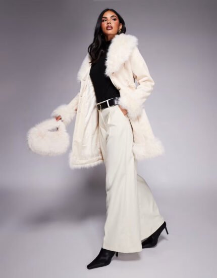 Princess-Polly-Simmer-Lane-Suedette-Faux-Fur-Trim-Belted-Longline-Penny-Lane-Coat-In-Cream