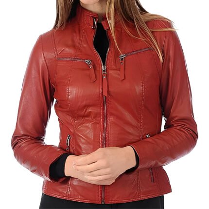 ROXA Trendy Women's Zip Up Genuine Biker Jacket Zing Apparel