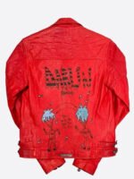 Red Chrome Hearts Leather Jacket - Image 2