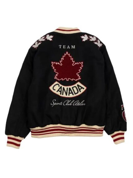 SCA-x-Hockey-Canada-Leaf-Legacy-Sports-Club-Atelier-Black-Varsity-Bomber-Jacket-Back