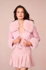 Love Shack fancy pink fur Jacket