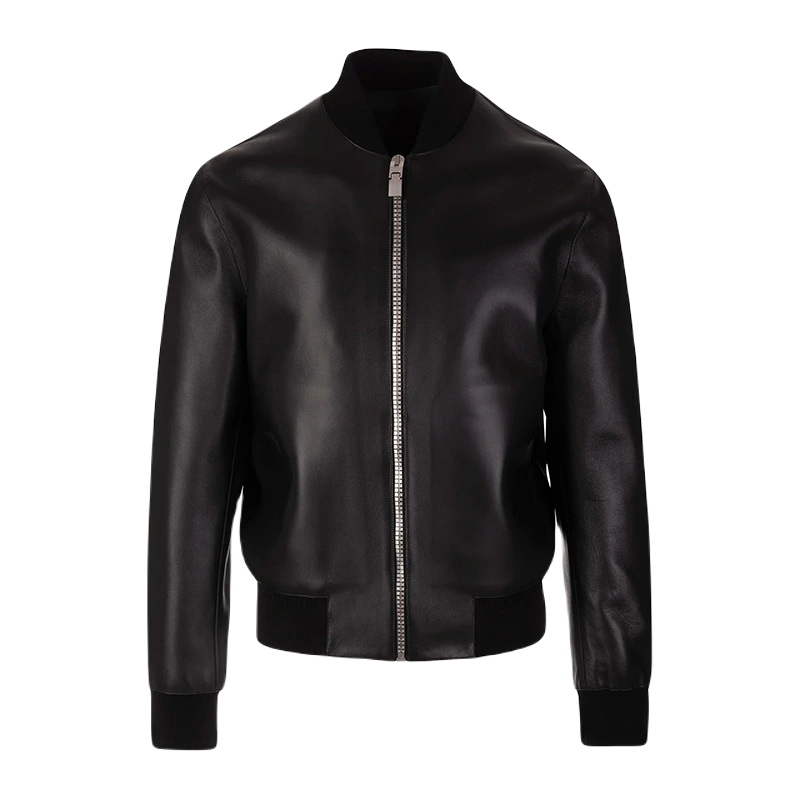Slim-Fit-Black-Leather-Bomber-Jacket_140ba423-056e-4250-966b-e8dfdcf0cc0b Plain Leather Bomber Jacket Women, Black Zing Apparel