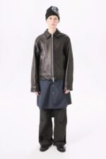 Slim fit leather blouson