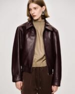 Source Unknown Leather Jacket Burgundy
