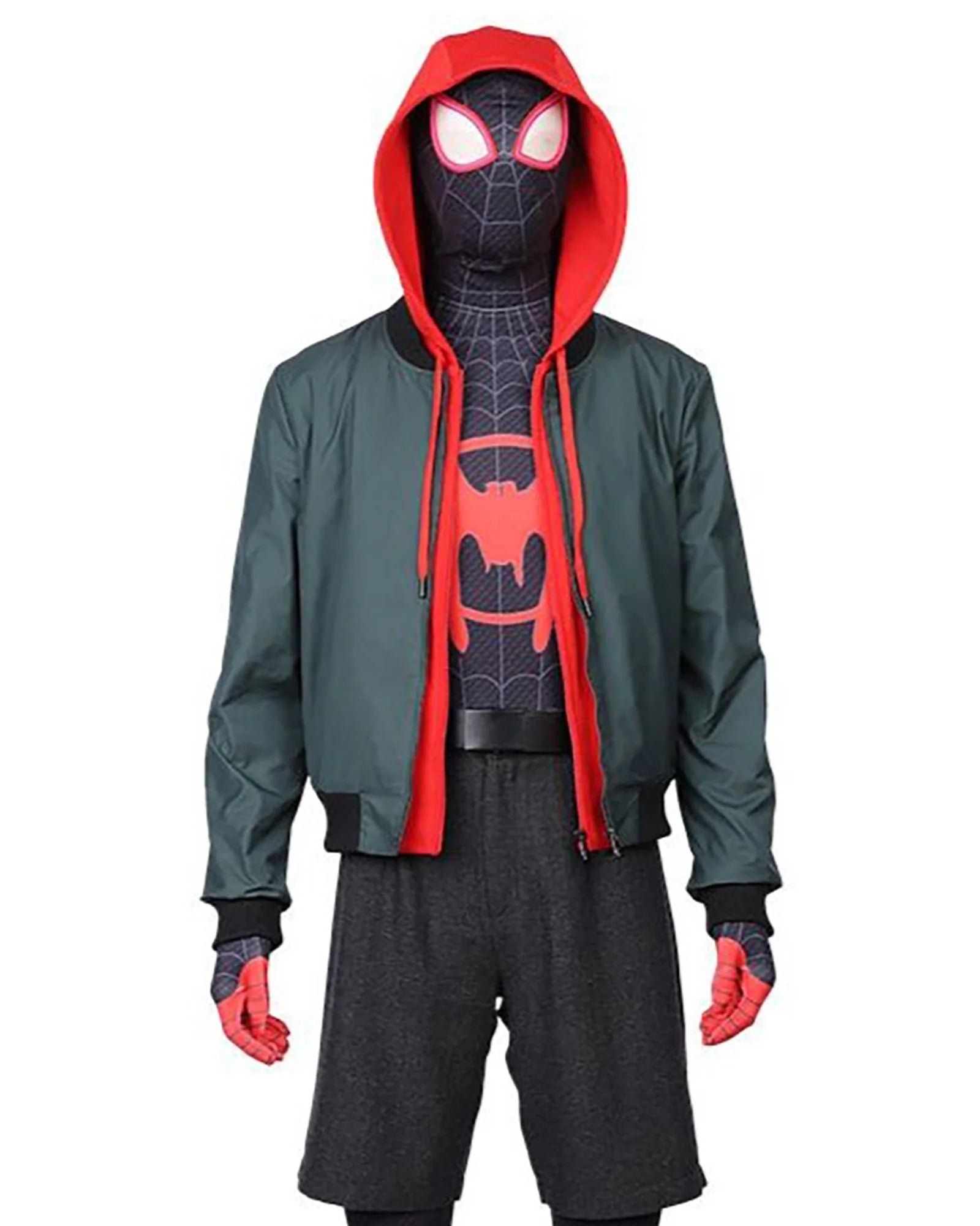 Spider-Man-Into-the-Spider-Verse-Miles-Morales-Hooded-Green-Jacket Spider-Man-Into-the-Spider-Verse-Miles-Morales-Hooded-Green-Jacket