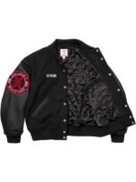 Supreme-X-40-Acres-Malcolm-X-Varsity-Black-Jacket
