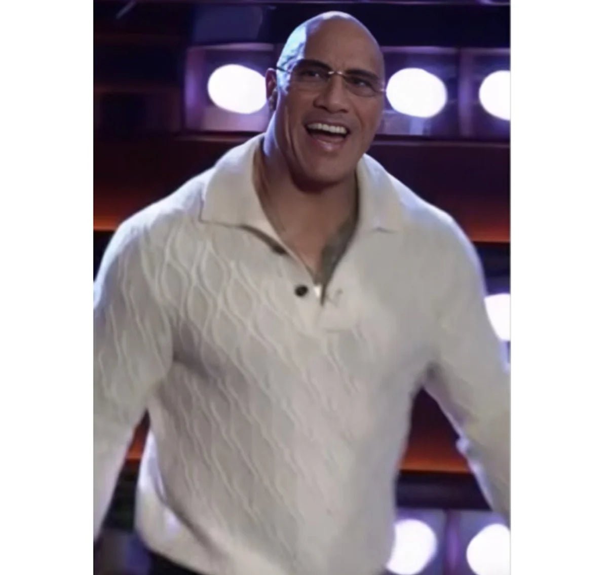The-Kelly-Clarkson-Show-Dwayne-Johnson-White-Knit-Sweater The-Kelly-Clarkson-Show-Dwayne-Johnson-White-Knit-Sweater