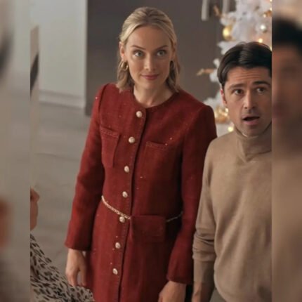 The Christmas Charade Rachel Skarsten Red Dress Coat