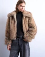 Topshop-Faux-Fur-Striped-Zip-Up-Bomber-Jacket-In-Light-Brown