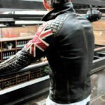 Vintage Motorcycle Biker UK Flag Leather Jacket Zing Apparel