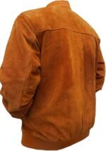 Men's Brown Bomber Style Suede Leather Jacket Zing Apparel