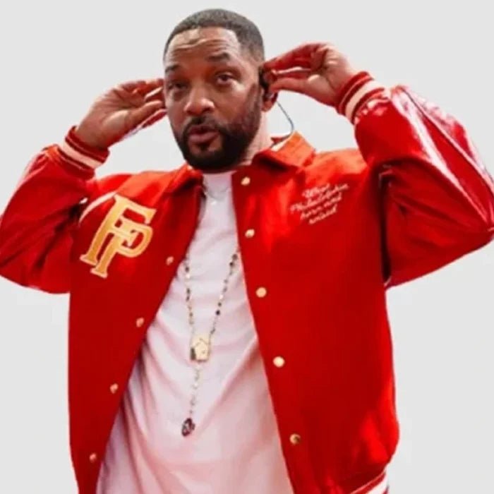 Will_Smith_Summertime_Ball_2025_Red_Varsity_Jacket Will Smith Summertime Ball 2025 Red Varsity Jacket - Image 1