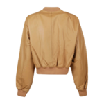 Tan Brown Sheep Leather Bomber Jacket Women Zing Apparel