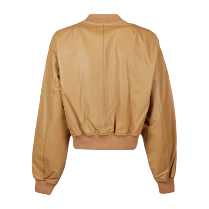 Tan Brown Sheep Leather Bomber Jacket Women Zing Apparel