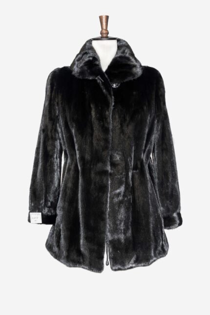 Women Black Mink Fur Coat