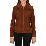 Suzy Trucker Suede Jacket Women, Brown Zing Apparel