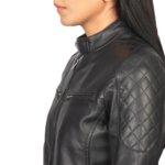 Zenna Black Leather Bomber Jacket Zing Apparel