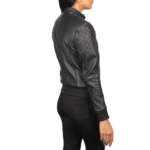 Zenna Black Leather Bomber Jacket Zing Apparel