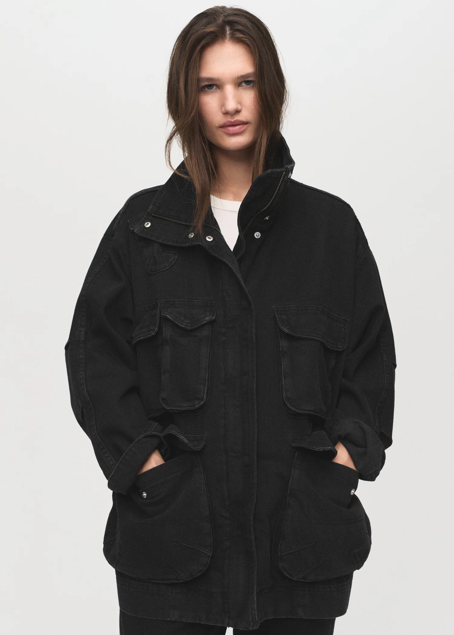 Women_s_black_denim_Barn_jacket (1) Black Denim Barn Jacket Women - Image 1