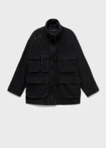 Black Denim Barn Jacket Women - Image 2