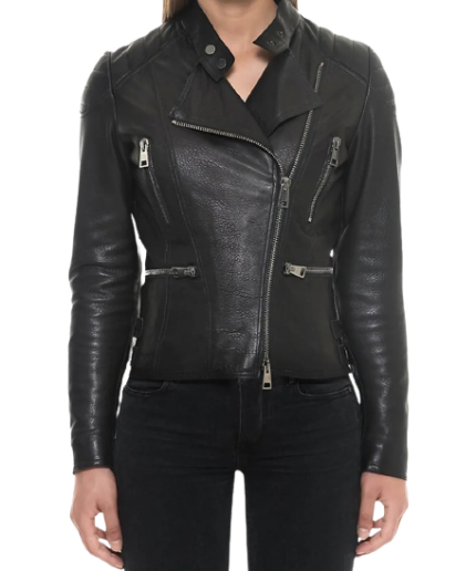 Sheep Padded Leather Biker Jacket Women Zing Apparel