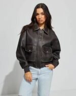 Womens-Garage-Clothing-Brown-Leather-Jacket