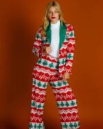 Womens-Knit-Print-Red-And-Green-Christmas-Suit