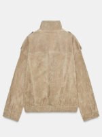 Zara-Woman-Nwt-Suede-Leather-Jacket-Bomber-Brown-Taupe-Back