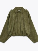 Zara Suede Jacket Women Green - Image 2