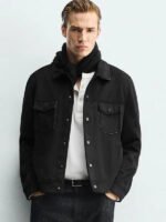 Zara Suede Jacket Men Black