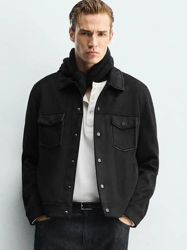 Zara_Suede_Jacket_Men_Black Zara Suede Jacket Men Black - Image 1