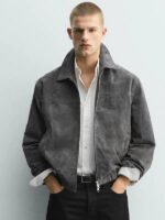Zara Suede Jacket Men Grey