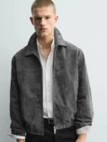 Zara Suede Jacket Men Grey - Image 3