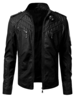 Zipper Black Lamb Skin Leather Jacket