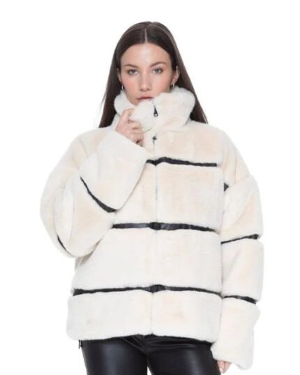 blue revival Vanilla Bean Mob Wife Unreal Leather Fur Jacket