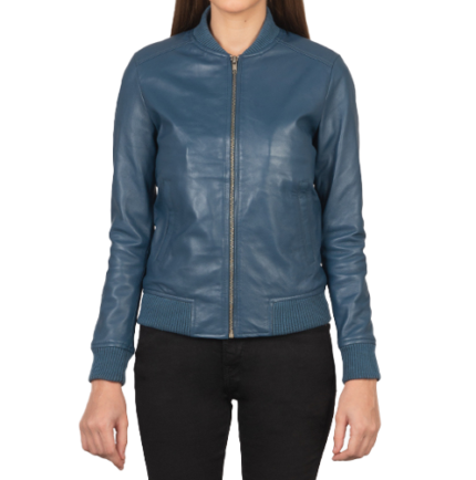 Bomber Jacket Women, Sapphire Leather Jacket Zing Apparel