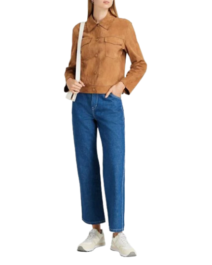 Camel Max Suede Trucker Leather Jacket Zing Apparel