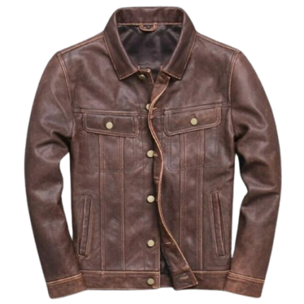 Stylish Slim Biker Jacket Men, Brown Zing Apparel